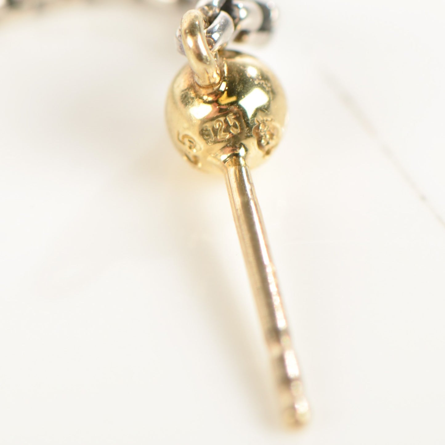 Sterling Silver 18K Yellow Gold Pearl Drop Earrings