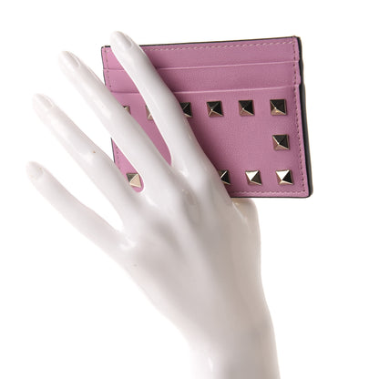 Valentino Garavani Vitello Rockstud Card Holder Pink 2 of 7