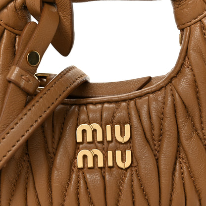 Miu Miu Nappa Matelasse Micro Wander Hobo Caramel 8 of 10