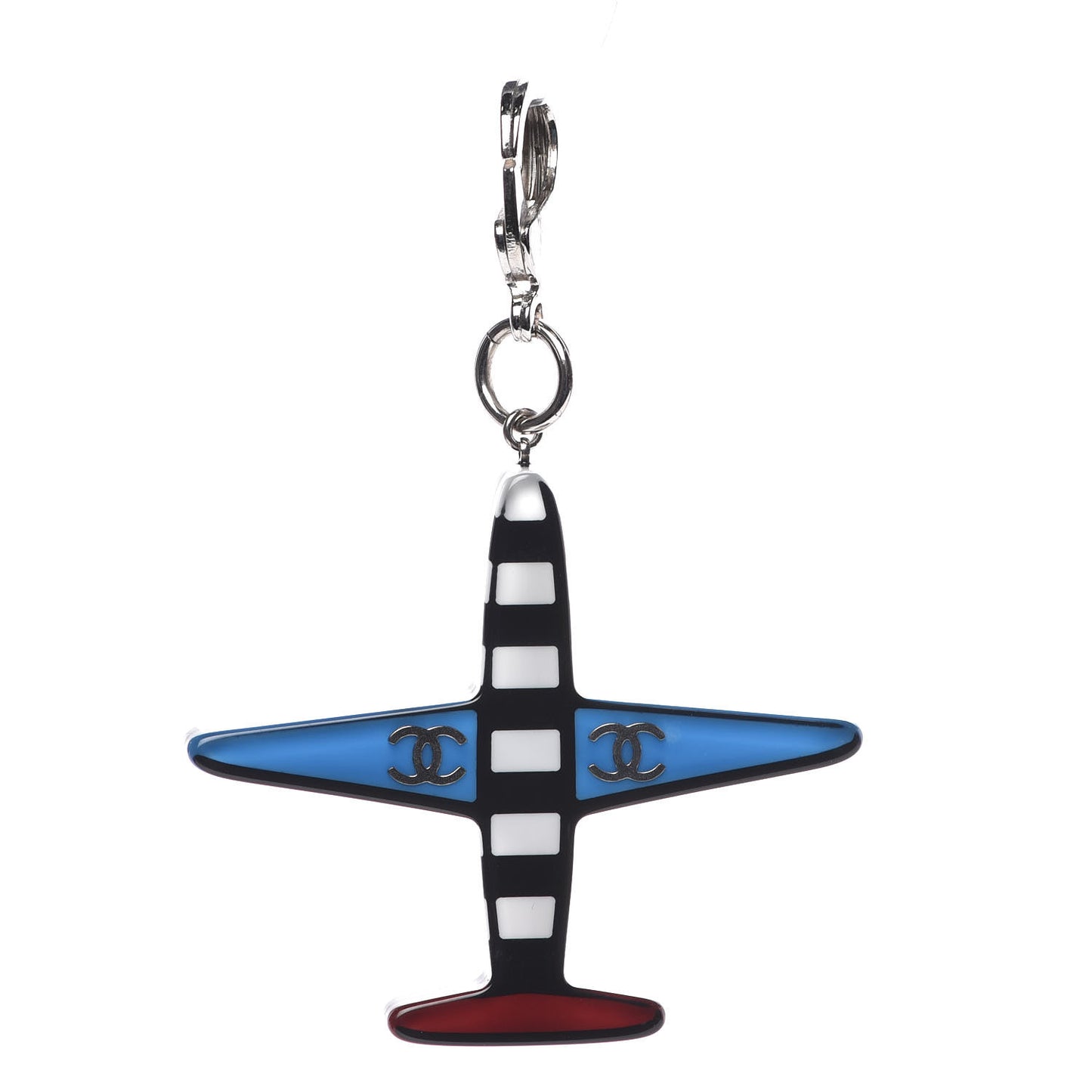 Resin Striped CC Airplane Keychain Blue Red