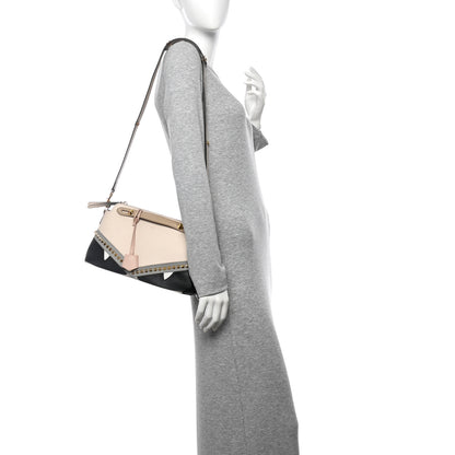 Fendi Vitello Dolce Monster Eyes Inlay Studded Medium By The Way Boston Bag Camelia Black Multicolor 2 of 12