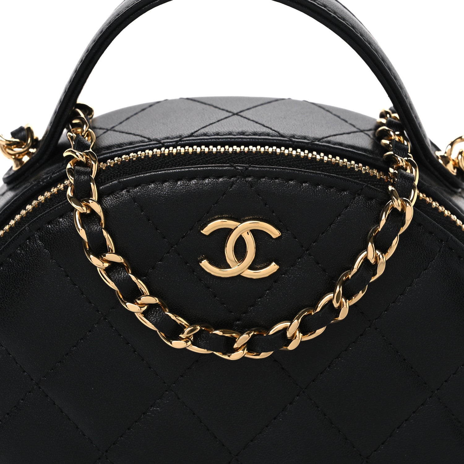 Chanel Lambskin Quilted Chic Riviera Top Handle Vanity Case Black 8 of 10