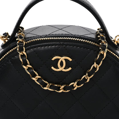 Chanel Lambskin Quilted Chic Riviera Top Handle Vanity Case Black 8 of 10