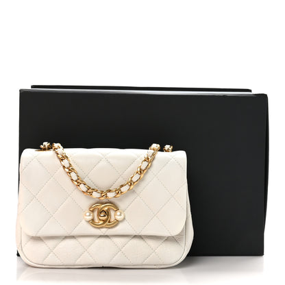 Chanel Glazed Calfskin Quilted Mini Pearl Side Flap White 11 of 11