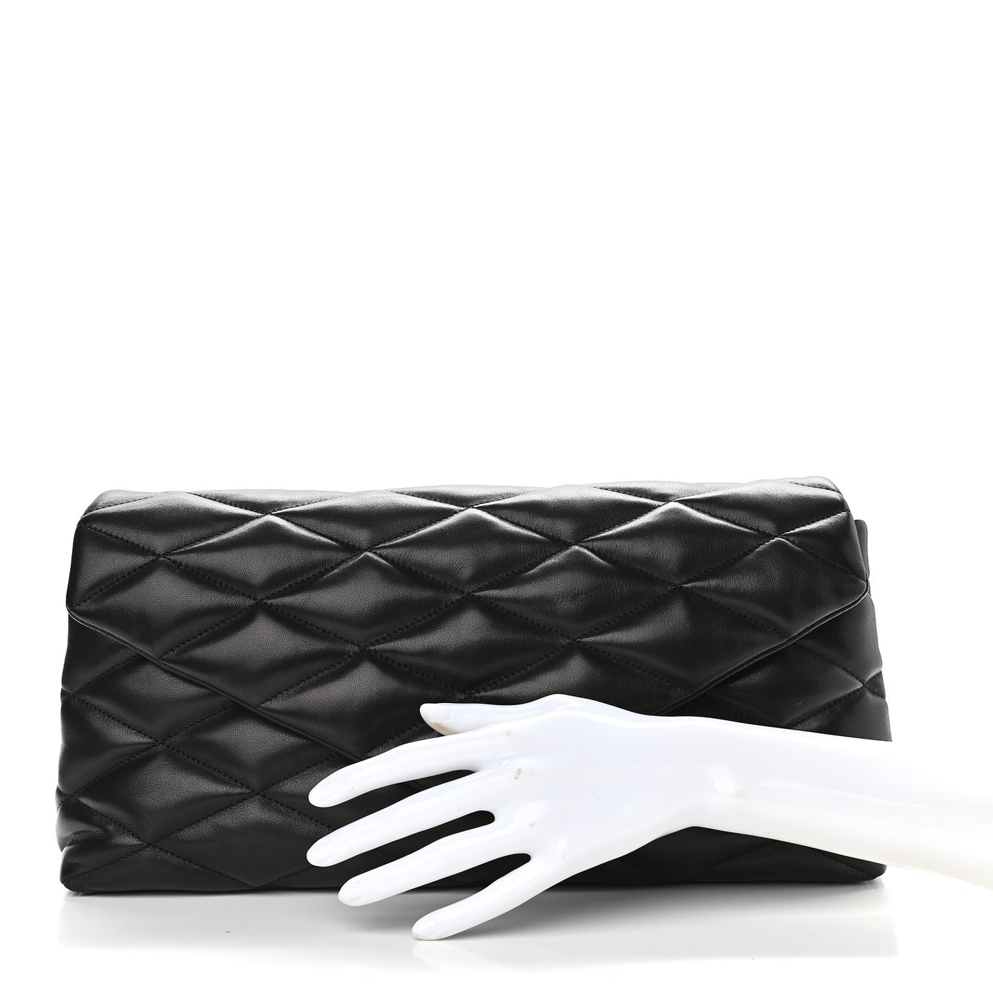 Lambskin Quilted Sade Puffer Envelope Clutch Black