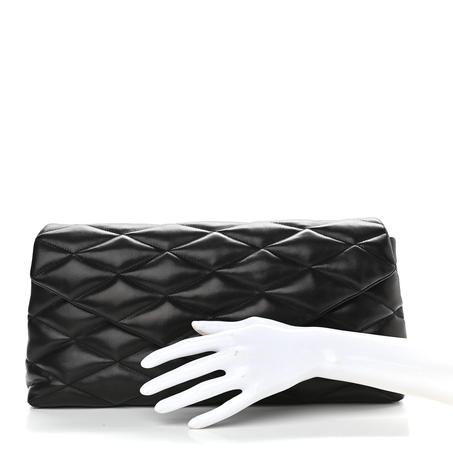 Saint Laurent Lambskin Quilted Sade Puffer Envelope Clutch Black 3 of 9