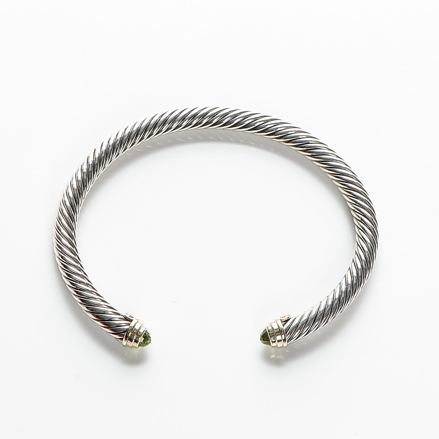 David Yurman Sterling Silver 14K Yellow Gold Peridot 5mm Cable Classics Petite Color Bracelet 6 of 6