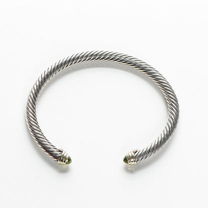 David Yurman Sterling Silver 14K Yellow Gold Peridot 5mm Cable Classics Petite Color Bracelet 6 of 6
