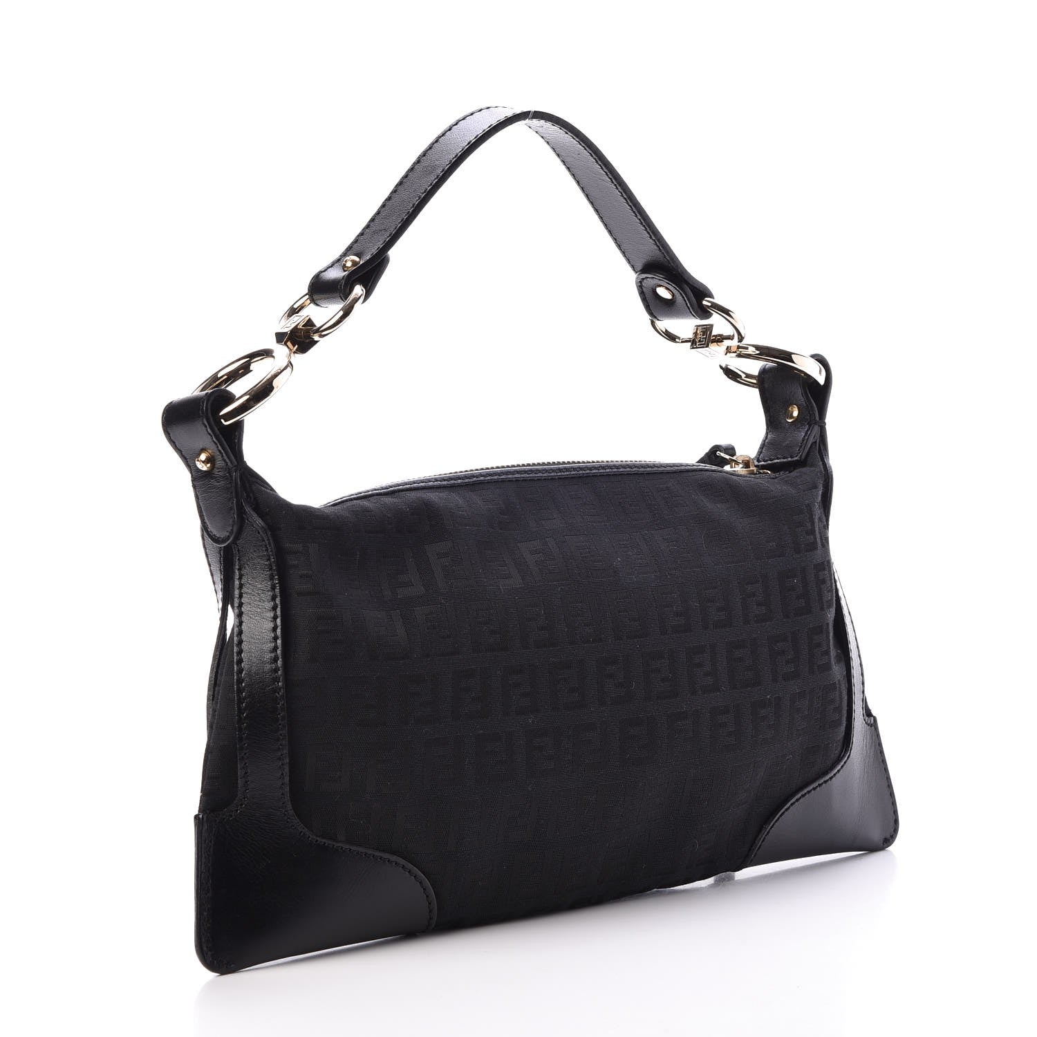 Fendi Zucchino Cuoio Small Chef Pocket Shoulder Bag Black 3 of 7