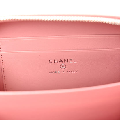 Chanel Caviar Quilted Striped CC Filigree Clutch With Chain Pink White 6 of 10