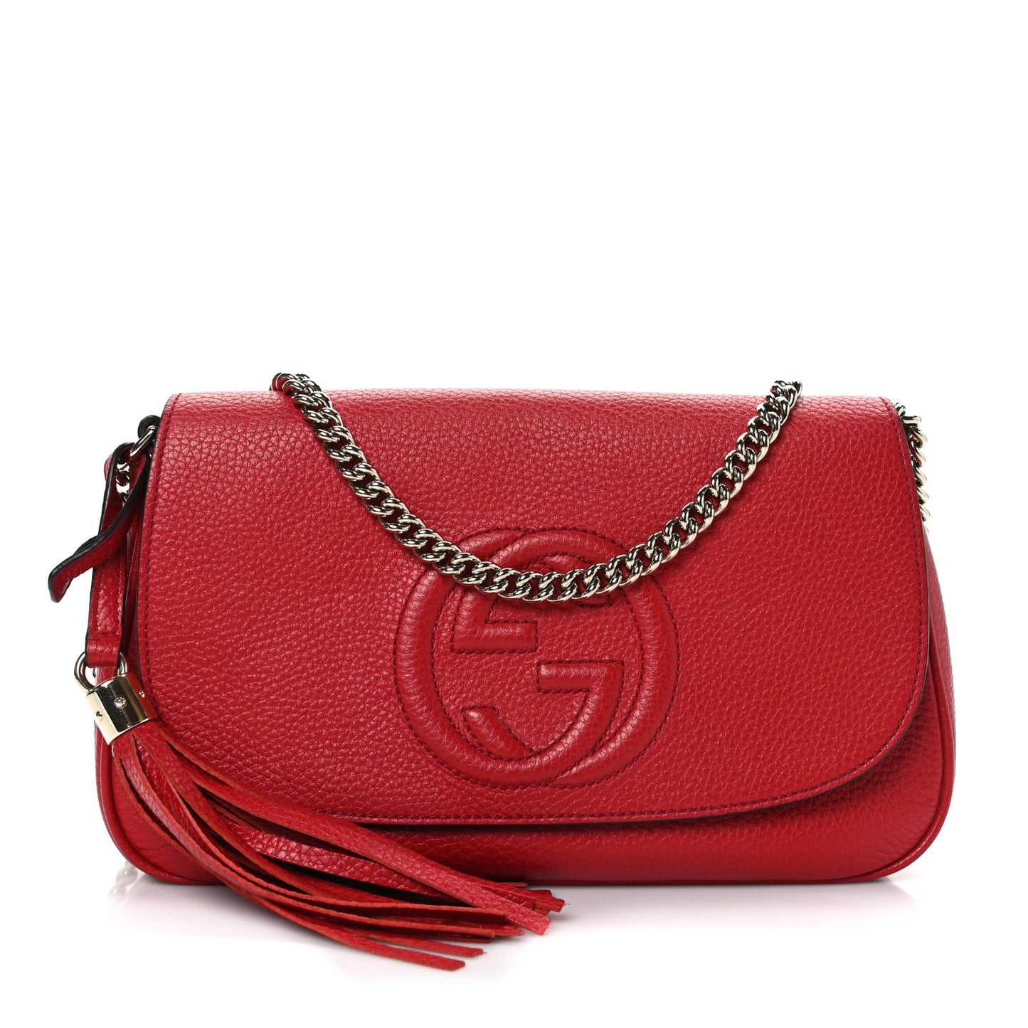 Pebbled Calfskin Medium Soho Flap Crossbody Vibrant Red