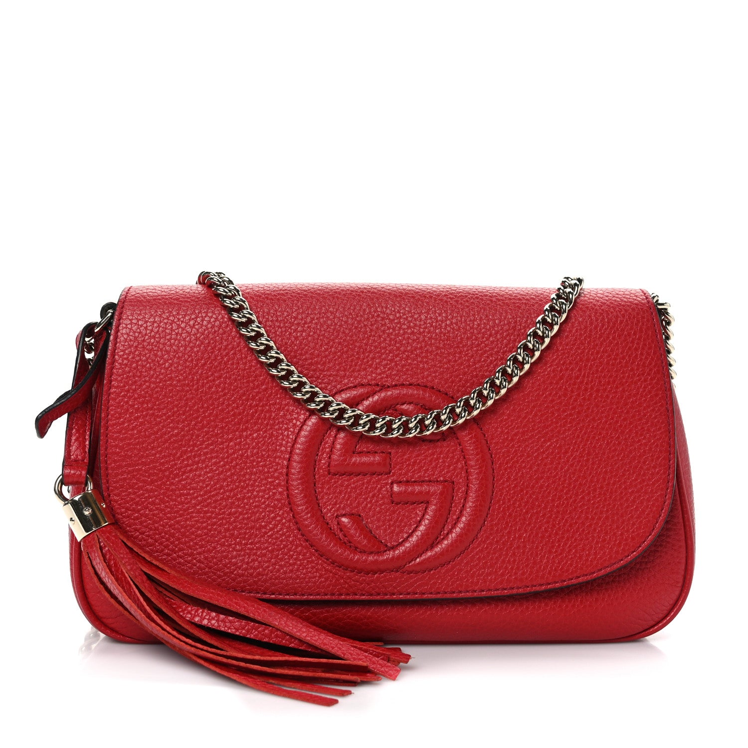 Gucci Pebbled Calfskin Medium Soho Flap Crossbody Vibrant Red 1 of 9