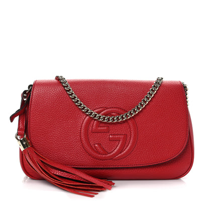 Gucci Pebbled Calfskin Medium Soho Flap Crossbody Vibrant Red 1 of 9