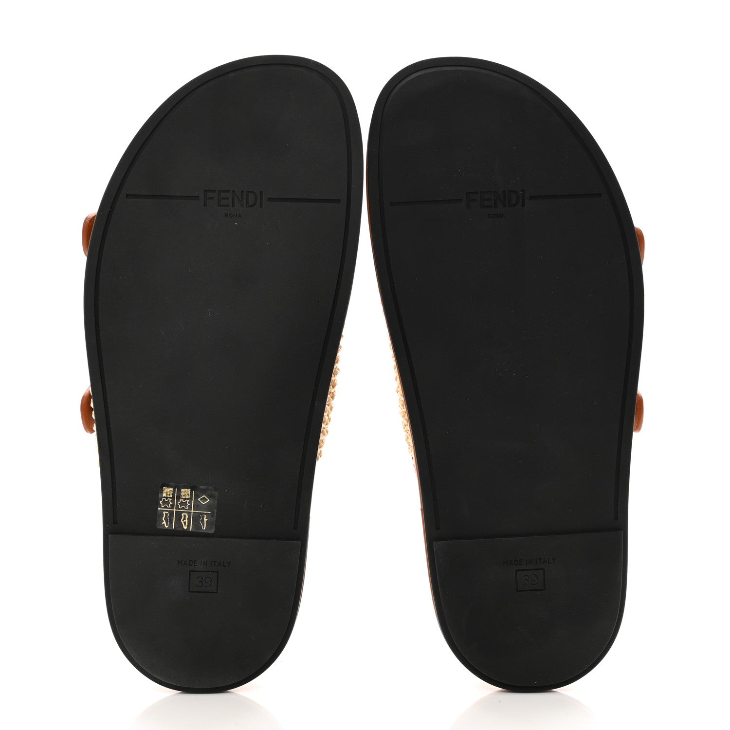 Fendi Raffia Vitello Womens Fendi Feel Buckled Slide Sandals 39 Paglia Brandy 6 of 8