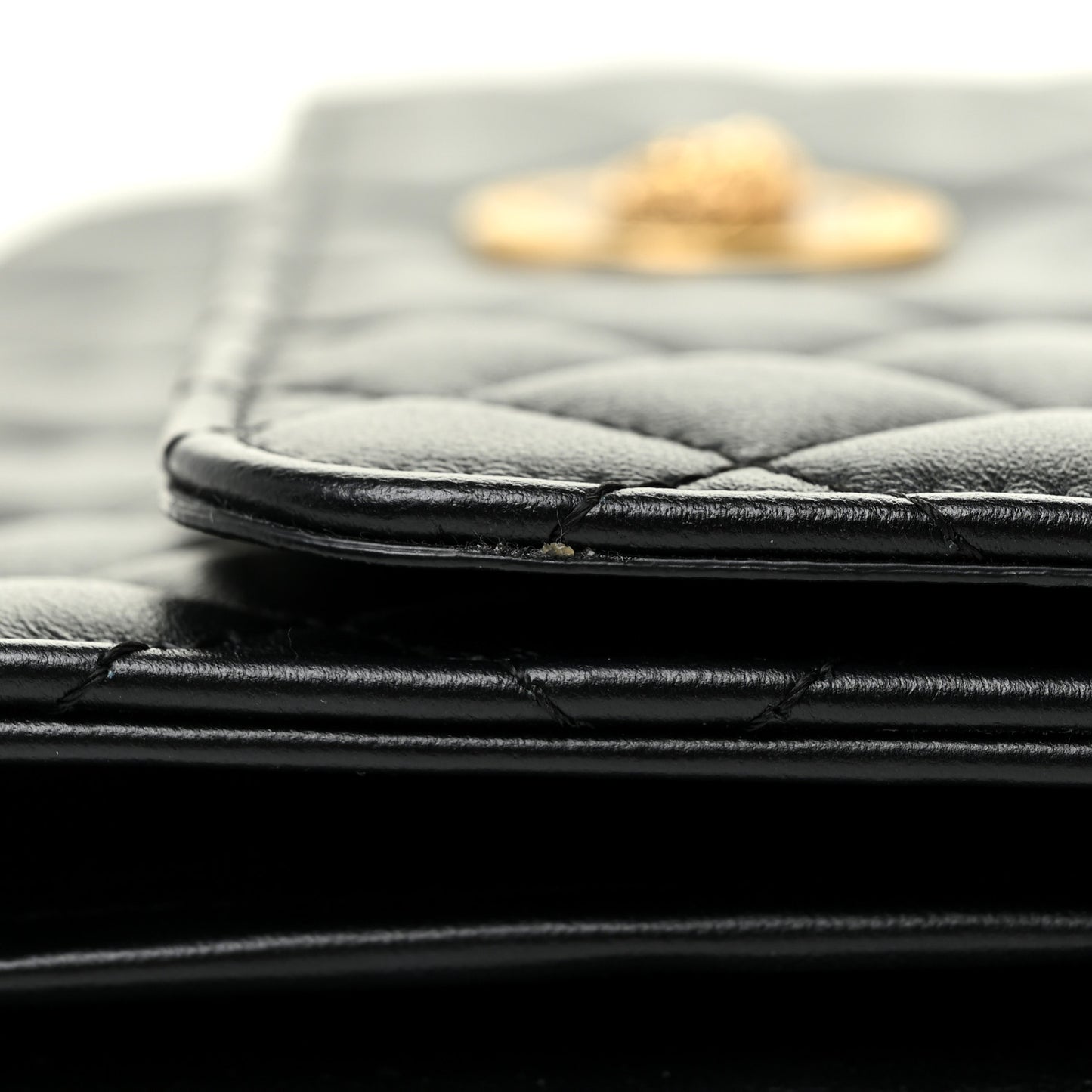 Lambskin Quilted Medusa Wallet On Chain Crossbody Black