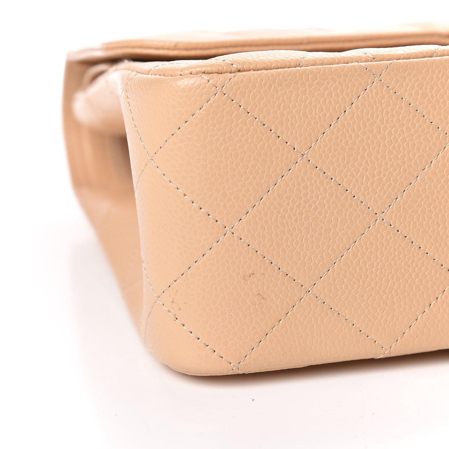 Caviar Quilted Jumbo Double Flap Beige Clair