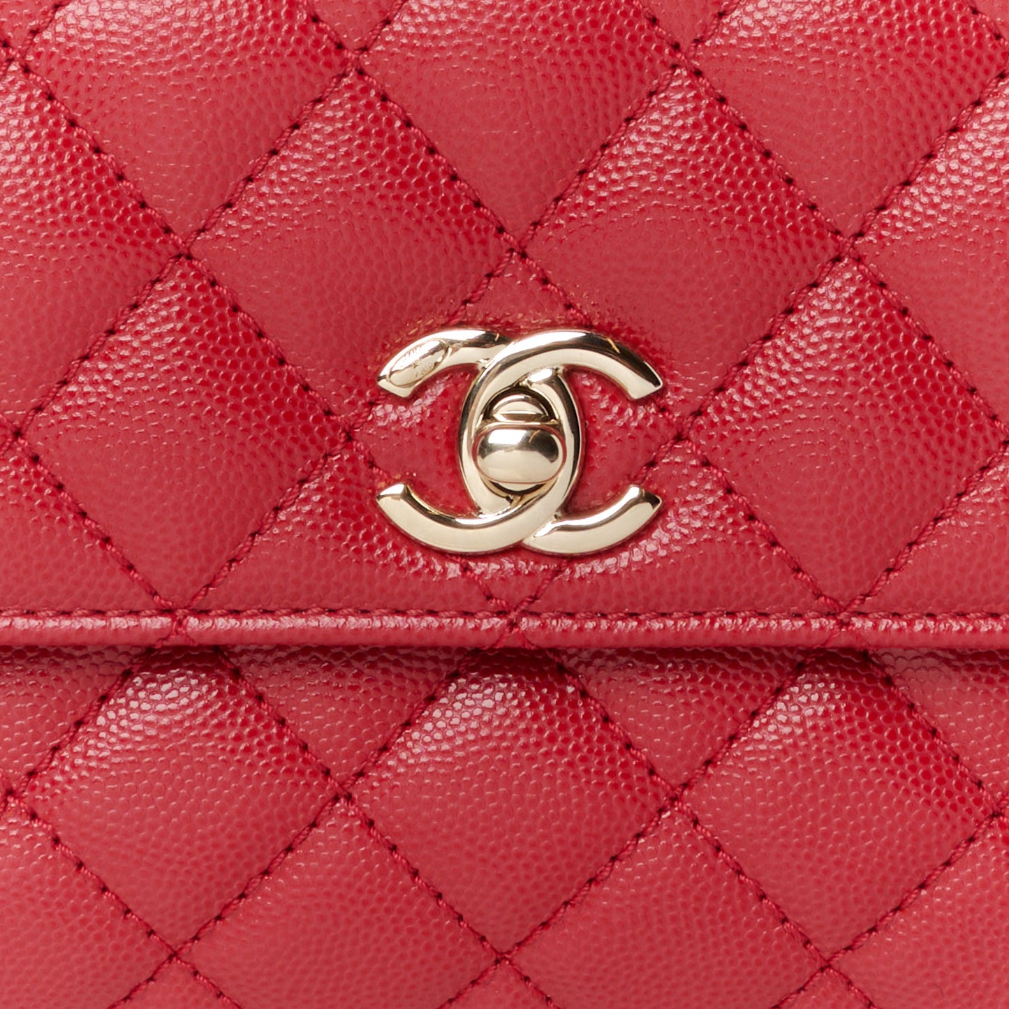 Caviar Quilted Mini Coco Handle Flap Red