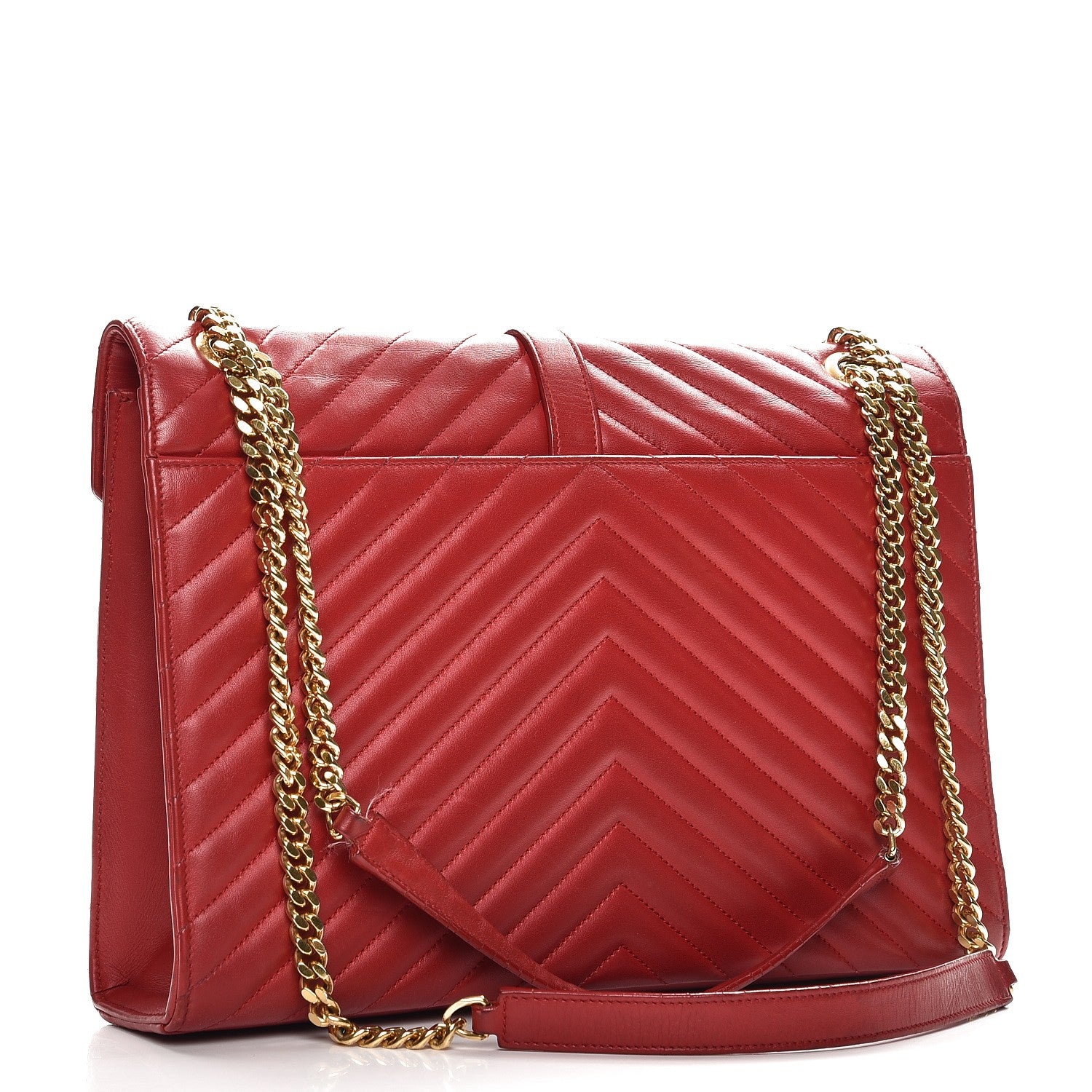 Saint Laurent Lambskin Matelasse Chevron Large Monogram Satchel Red 4 of 18
