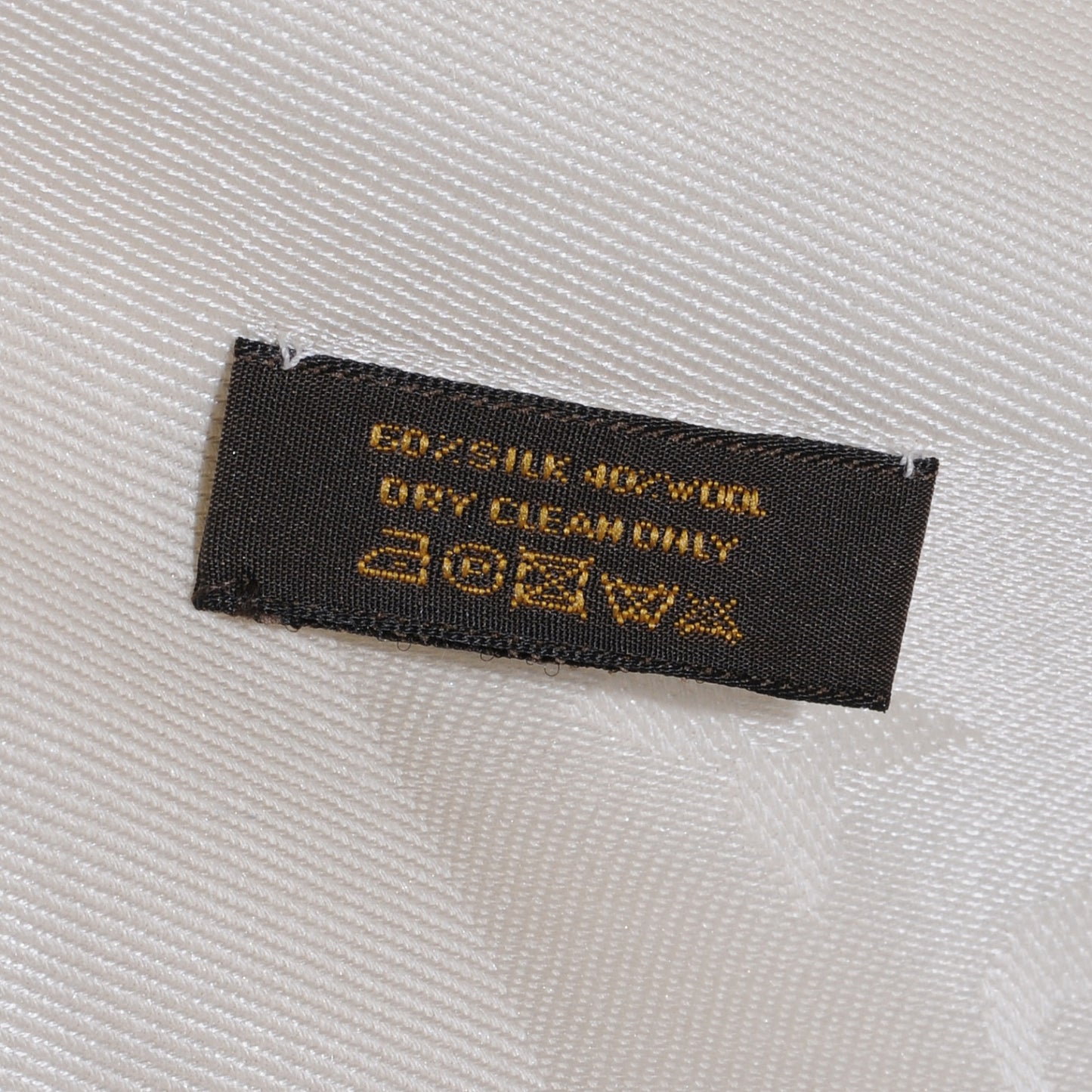 Silk Wool Monogram Shawl White