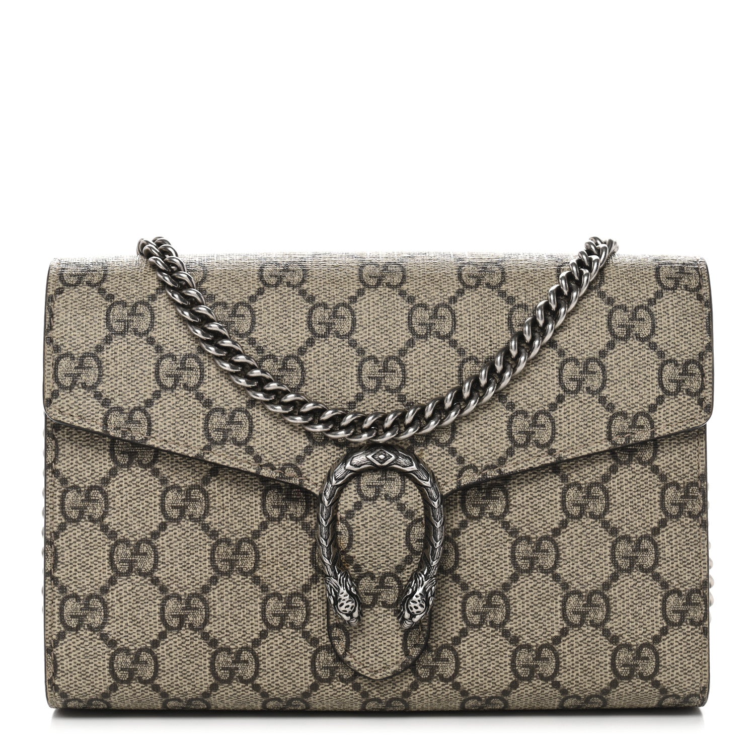 Gucci GG Supreme Monogram Mini Dionysus Chain Wallet Beige Taupe 1 of 12