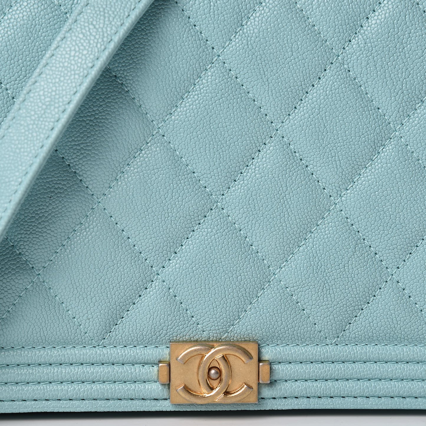 Caviar Quilted Boy Wallet On Chain WOC Light Blue