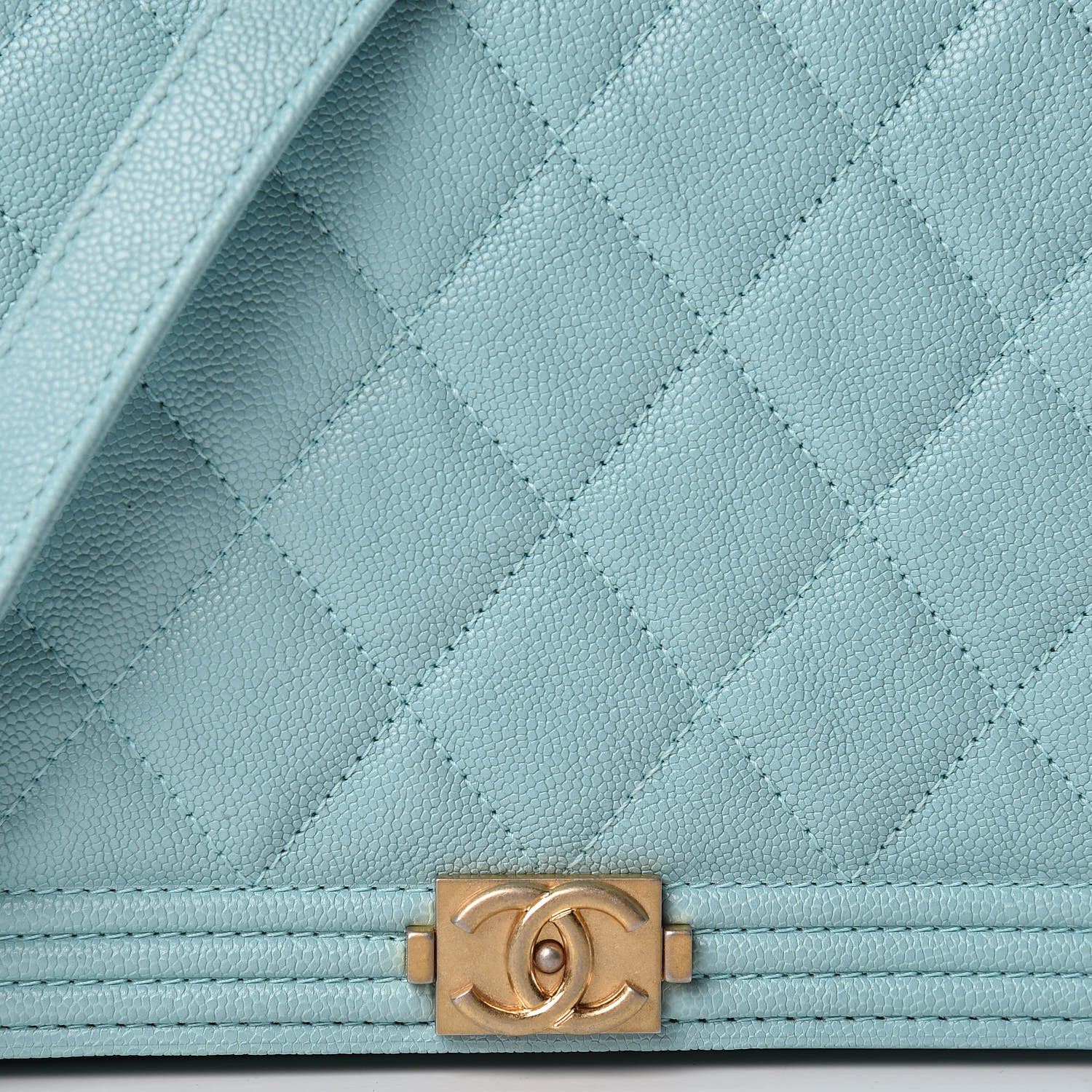 Chanel Caviar Quilted Boy Wallet On Chain WOC Light Blue 9 of 15