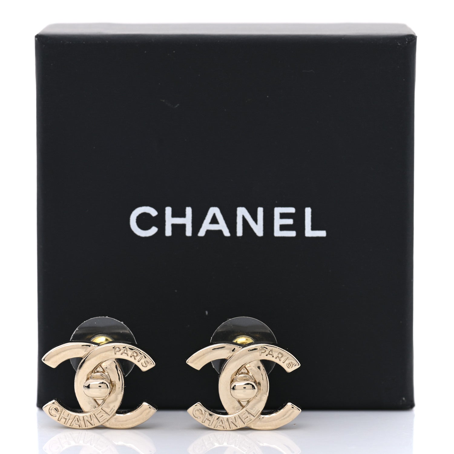 Chanel Metal Logo CC Turnlock Earrings Gold 5 of 5