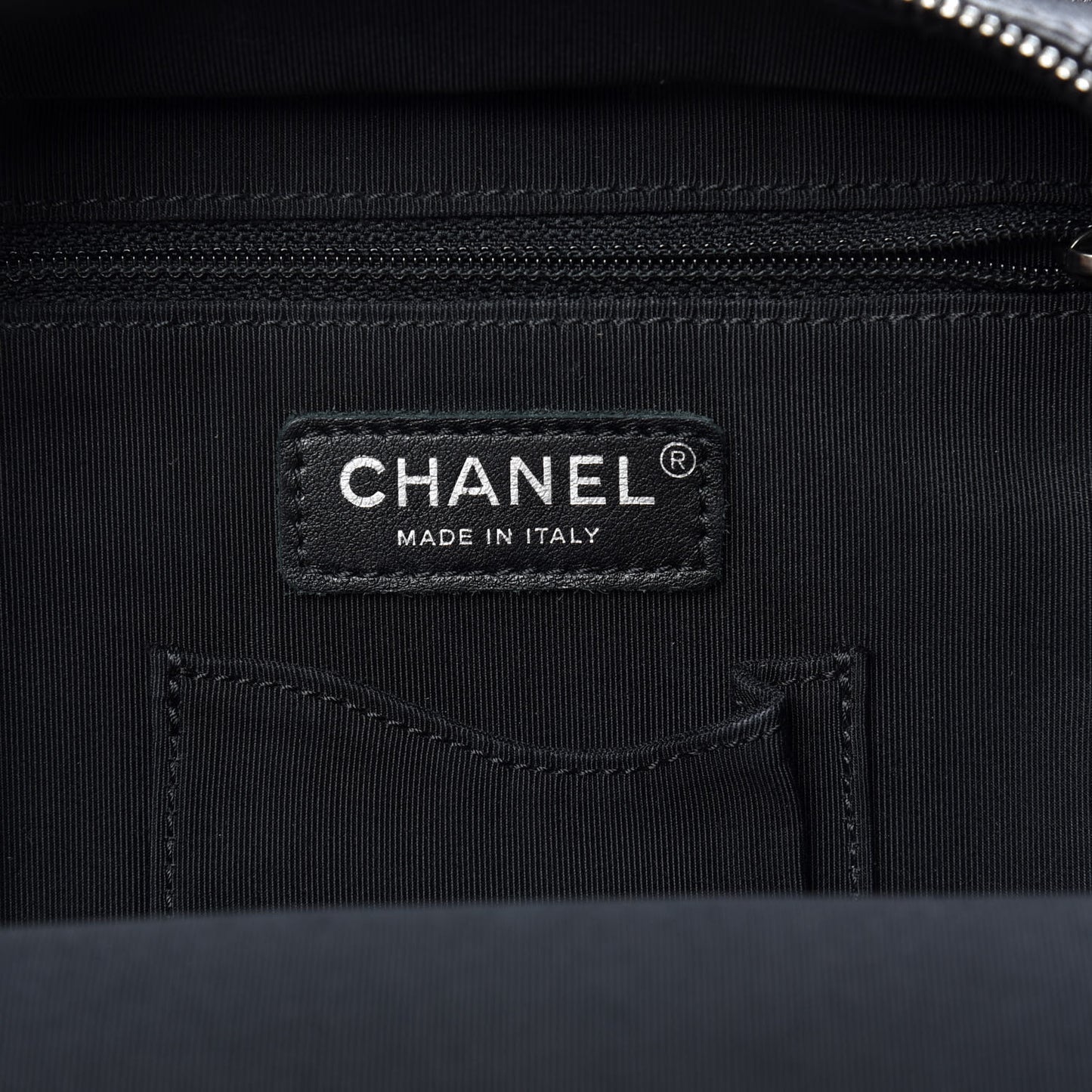 Lambskin Quilted Drawstring Backpack Black