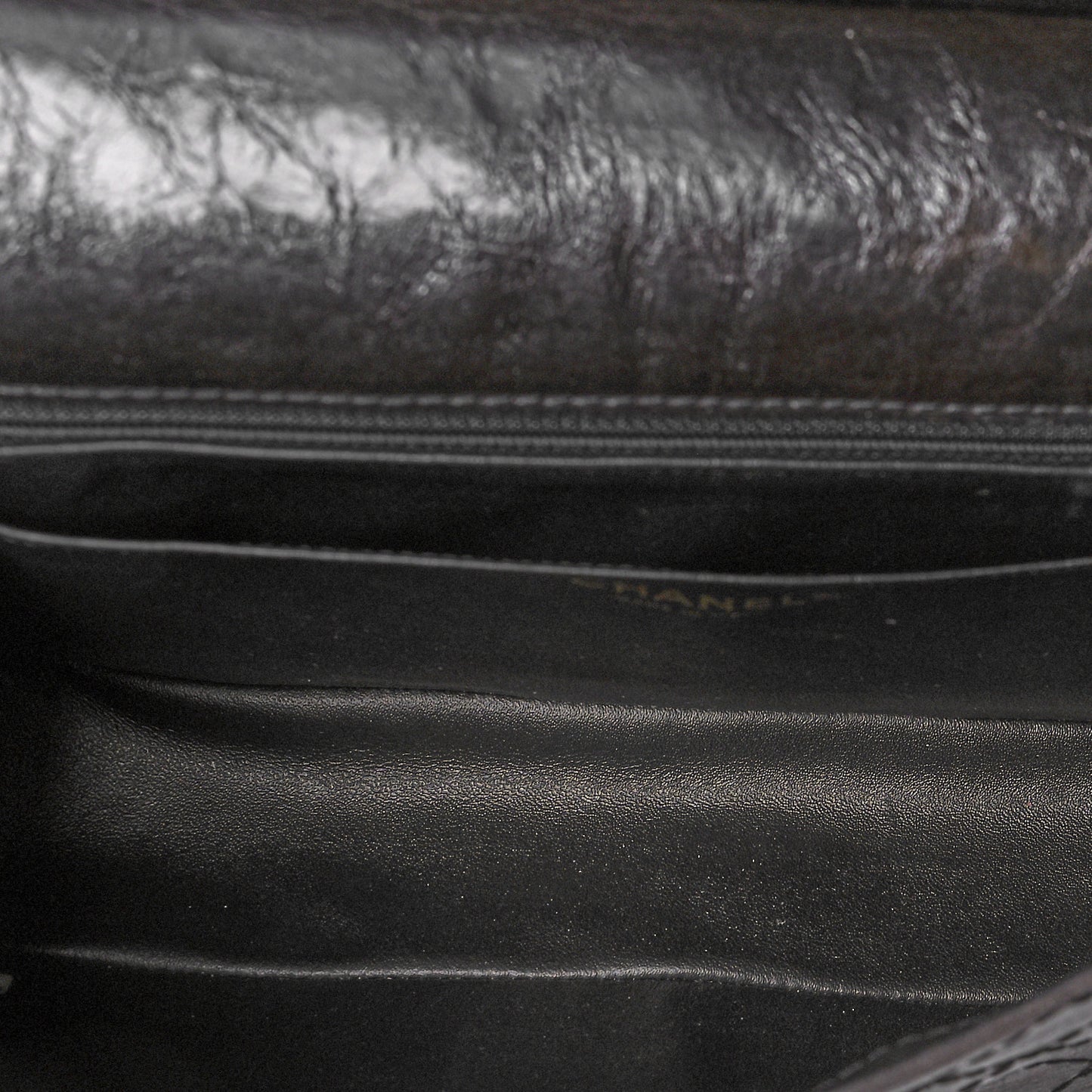 Calfskin Stitched Large Vintage Flap Dark Brown