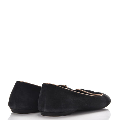 Louis Vuitton Suede Uniformes Bow Flat Loafers Black 4 of 11
