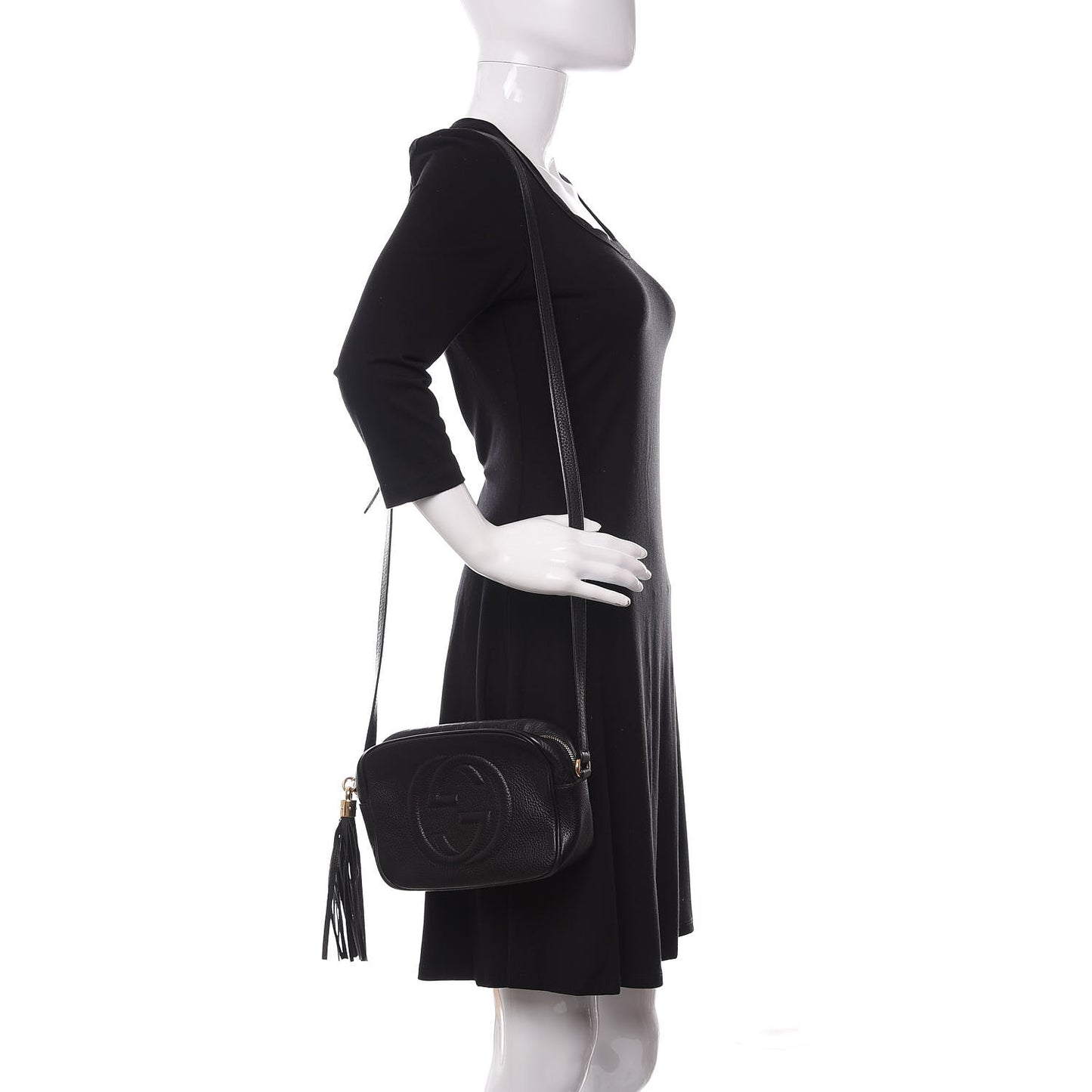 Pebbled Calfskin Small Soho Disco Bag Black