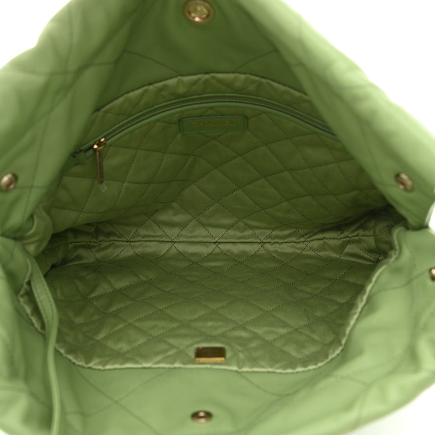 Shiny Caviar Quilted Small Chanel 22 Green
