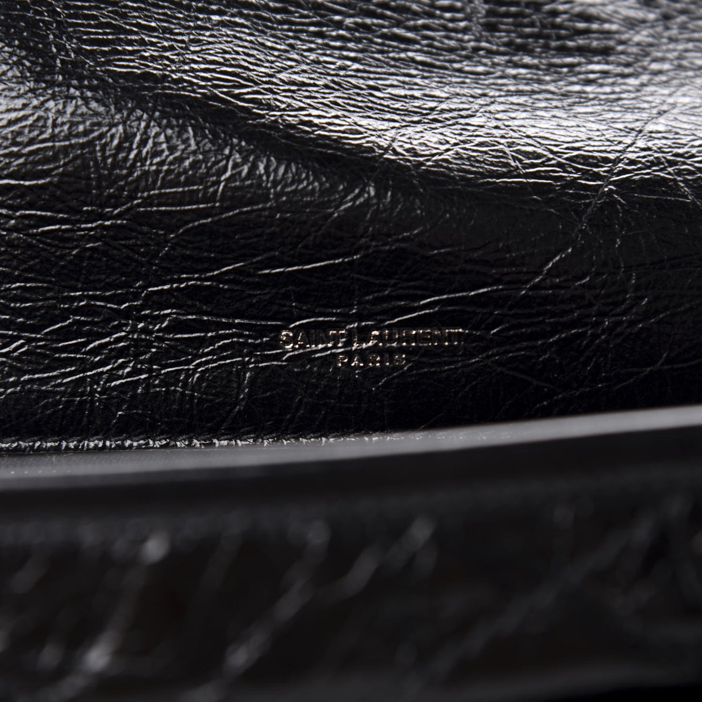 Crinkled Calfskin Matelasse Monogram Baby Niki Chain Satchel Black