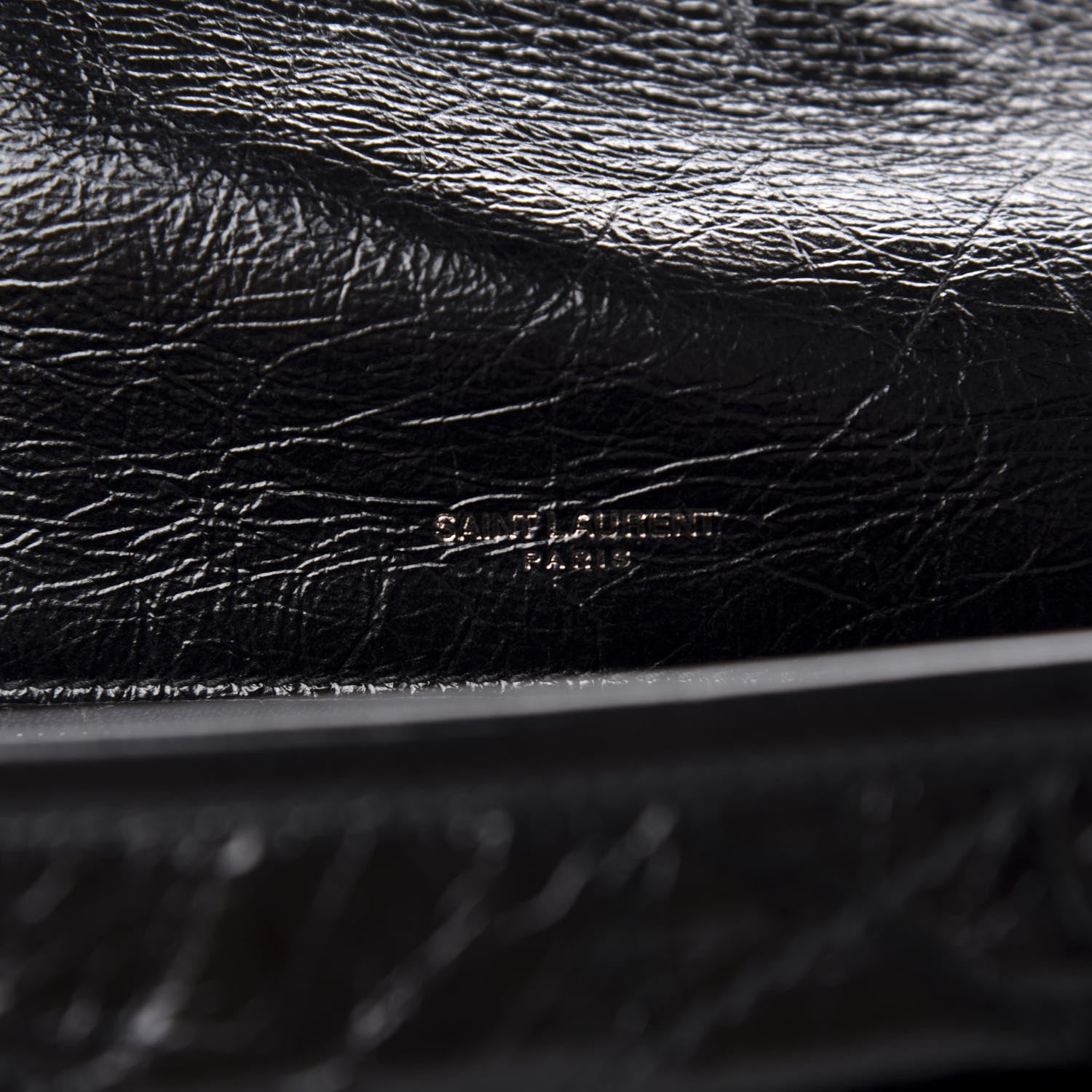 Saint Laurent Crinkled Calfskin Matelasse Monogram Baby Niki Chain Satchel Black 9 of 11