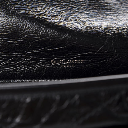 Saint Laurent Crinkled Calfskin Matelasse Monogram Baby Niki Chain Satchel Black 9 of 11