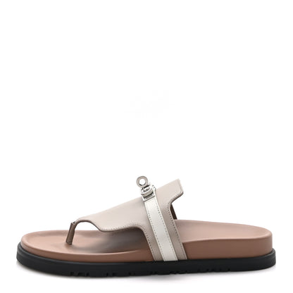 Hermes Calfskin Womens Empire Sandals 38 Beige Matic Beige Glaise 1 of 8