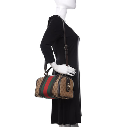 Gucci Monogram Vintage Web Small Boston Dark Brown 2 of 14