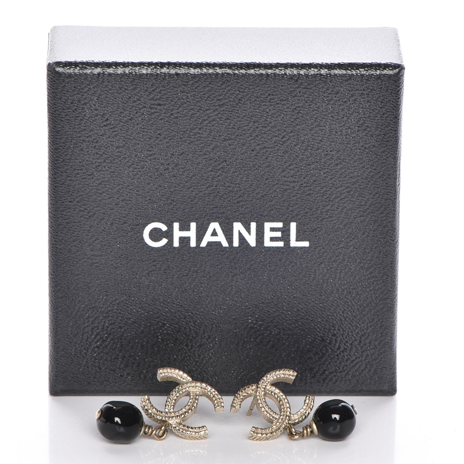 Chanel Bead CC Drop Earrings Gold Black 7 of 7