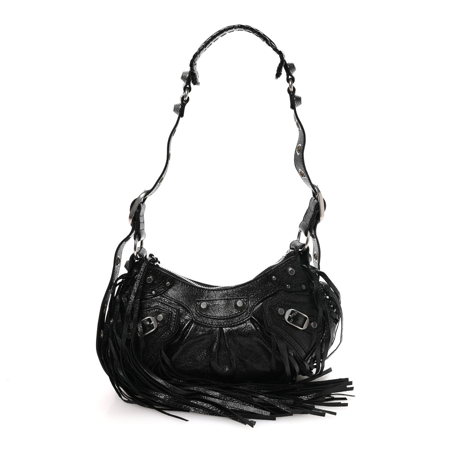 Agneau Arena Le Cagole Fringe Shoulder Bag XS Black