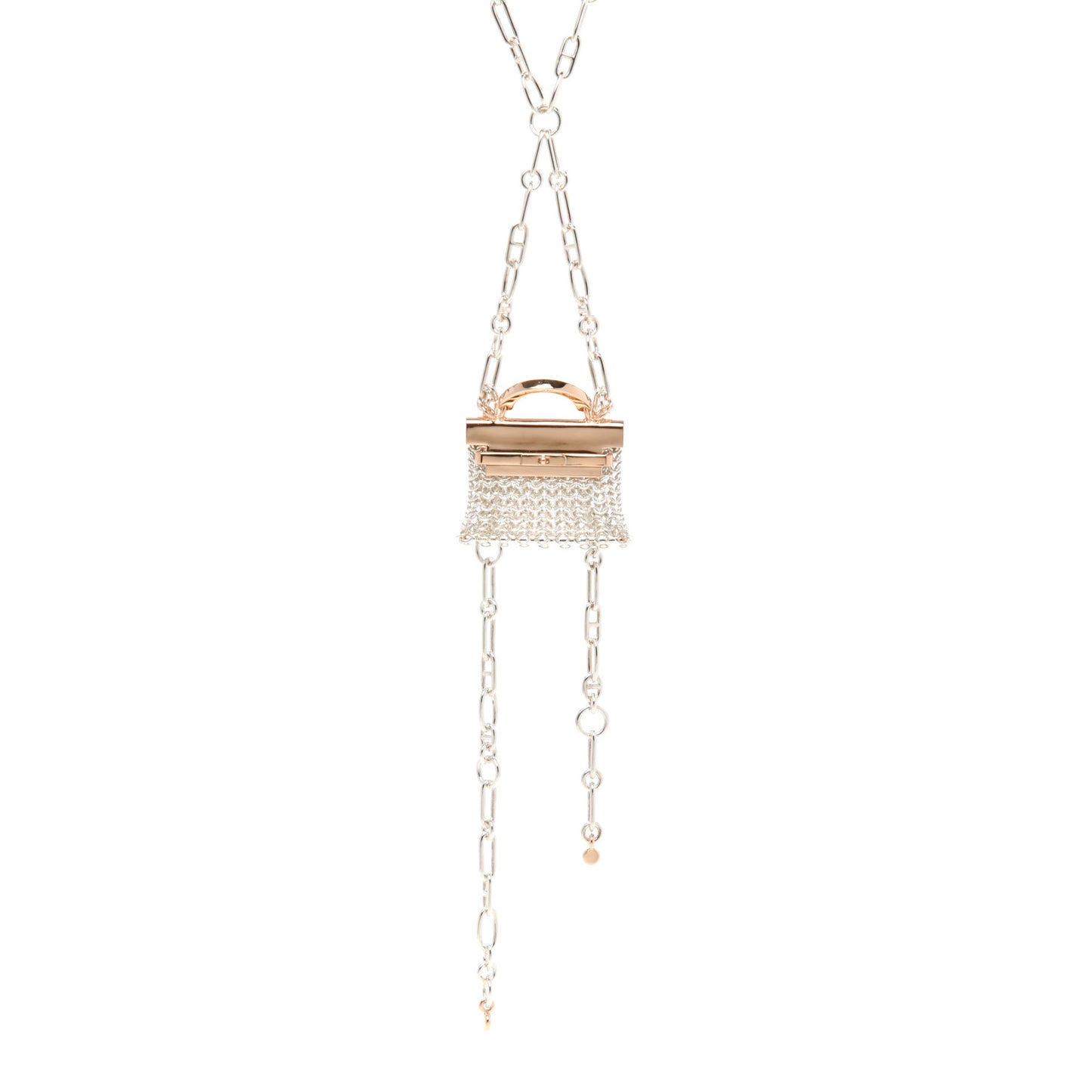 Sterling Silver 18K Rose Gold Precieux Kelly Long Necklace