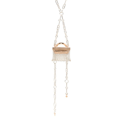 Hermes Sterling Silver 18K Rose Gold Precieux Kelly Long Necklace 1 of 5