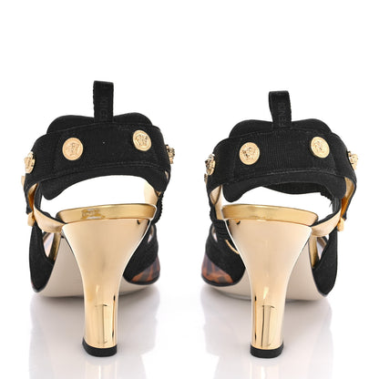 Fendi X VERSACE Technical Mesh FF Colibri 85mm Slingback Pumps 39 Tobacco Black 5 of 10