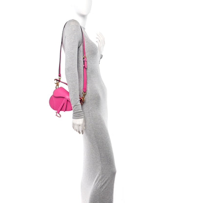 Christian Dior Supple Calfskin Mini Saddle Bag With Strap Passion Pink 2 of 11