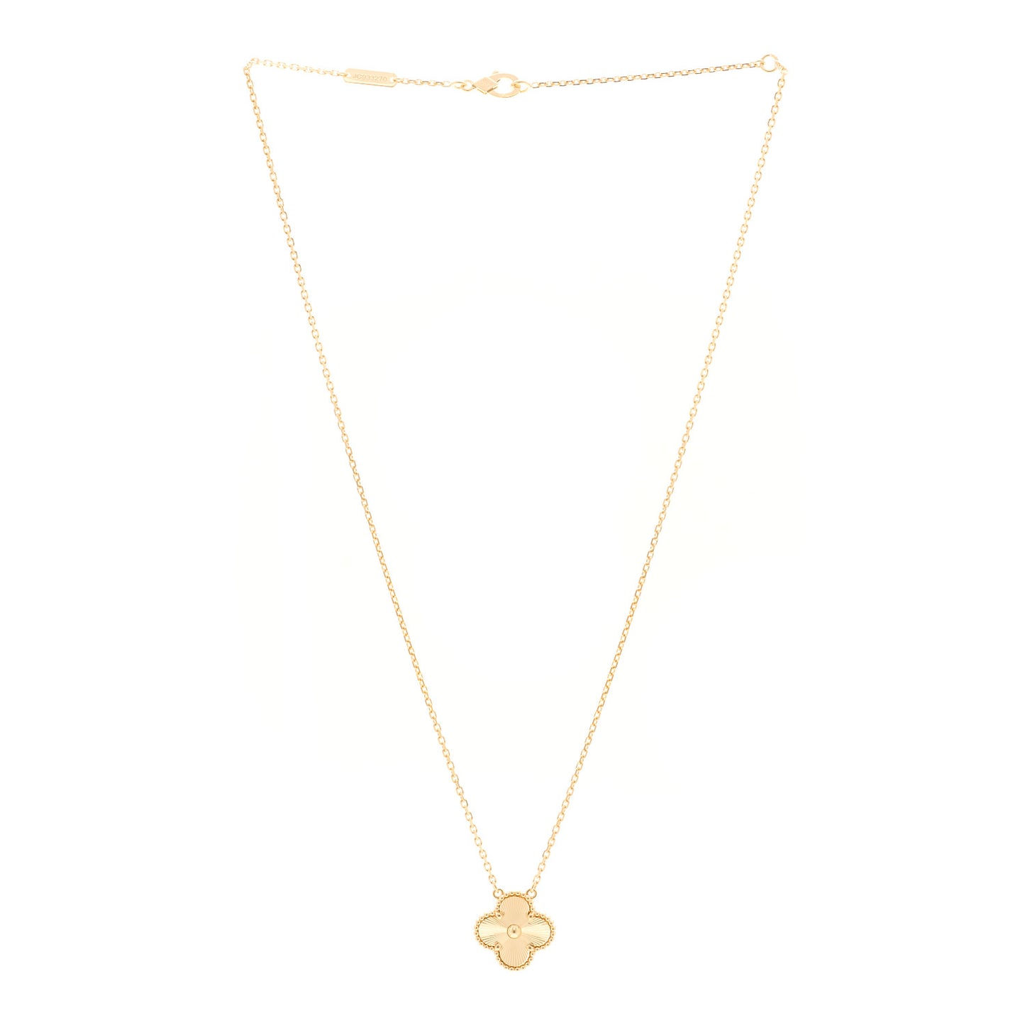 18K Yellow Gold Guilloche Vintage Alhambra Pendant Necklace