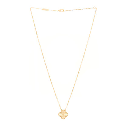 Van Cleef & Arpels 18K Yellow Gold Guilloche Vintage Alhambra Pendant Necklace 3 of 6