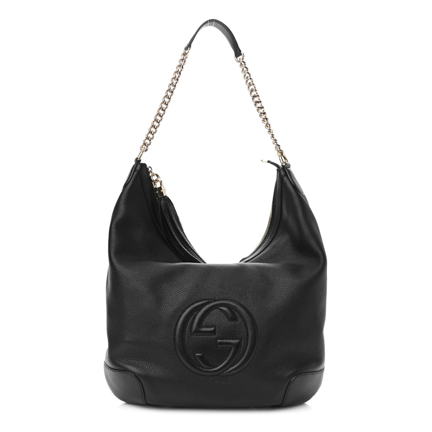 Gucci Pebbled Calfskin Medium Soho Chain Hobo Black 1 of 12