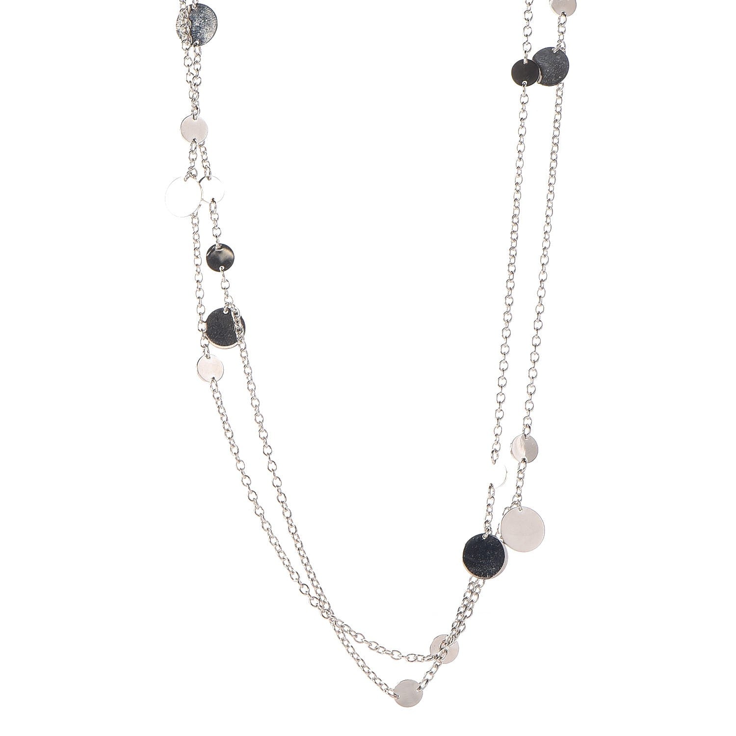 Hermes Sterling Silver 18K Rose Gold Confettis Long Necklace 1 of 7