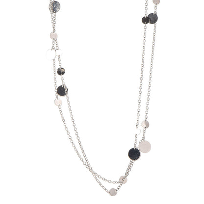 Hermes Sterling Silver 18K Rose Gold Confettis Long Necklace 1 of 7