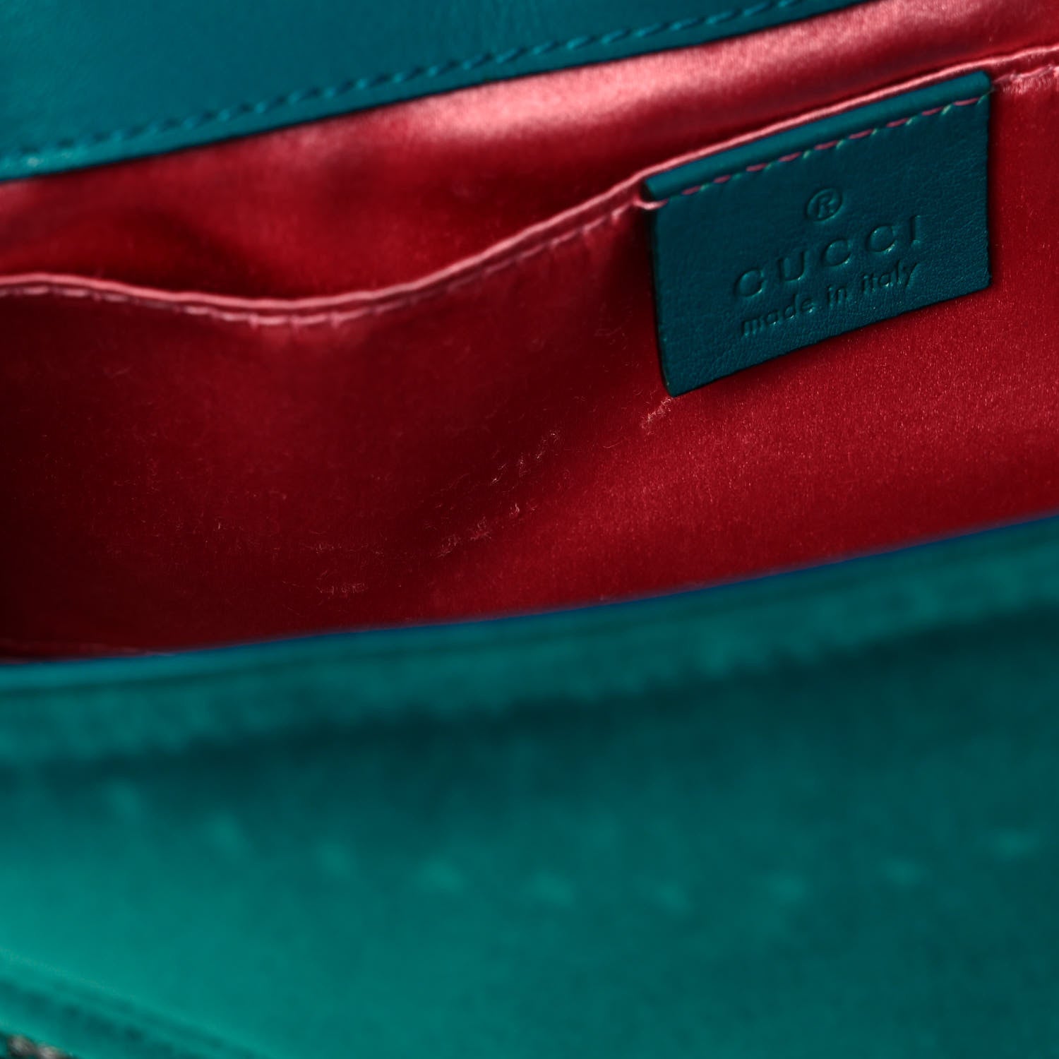 Gucci Velvet Matelasse Embroidered Mini GG Marmont Shoulder Bag Pavone Cyan 13 of 13