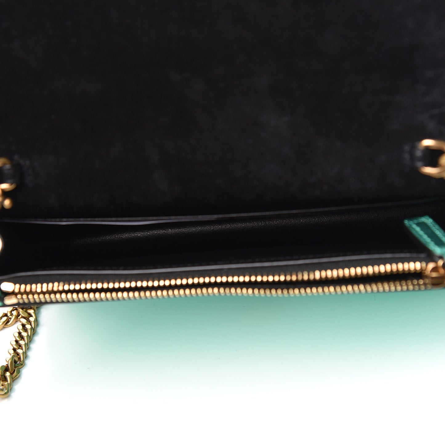 Laminated Calfskin Classic Monogram Kate Tassel Chain Wallet Green
